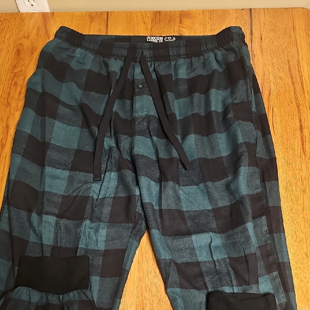DIXXON Black and Teal Plaid Pajama Pants